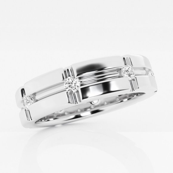 1/2 ctw Round Lab Grown Diamond Men's Wedding Band - Picture 2 of 6